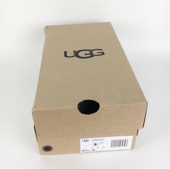 UGG Womens Size 6 Vivian‎ Silver Metallic Leather Slip On Loafers Flats Shoes - Picture 9 of 10